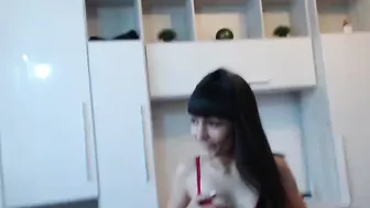 sexanddeepthroat Cute with pigtails jumps on sex toy