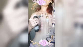 queensmoke busty slut caresses both slits