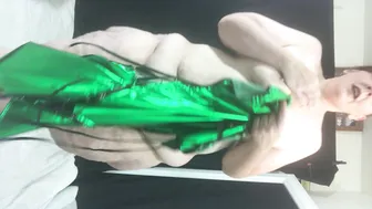 Kourtney Cakes Shiny green lingerie try on