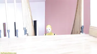 VidzFlix cute spandex doll behind a latex mask