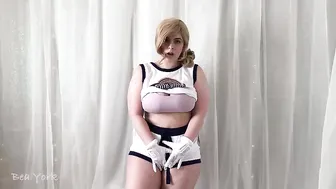 Bea York  cute coquette strips in the kitchen, but does not show face